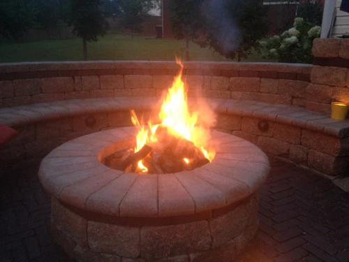 Natural gas fire table on Georgia patio with outdoor seating