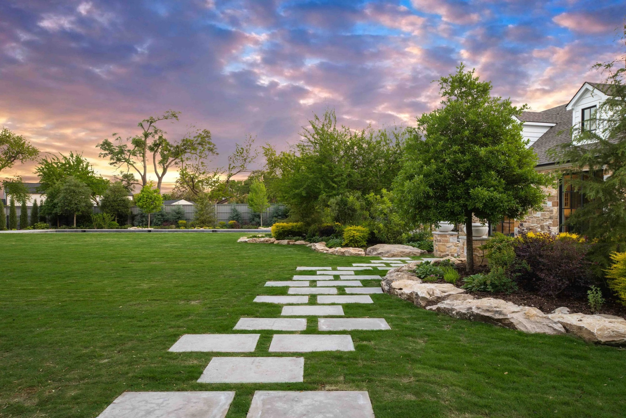 Four-season landscape design with layered color and structure in Northeast Atlanta Georgia