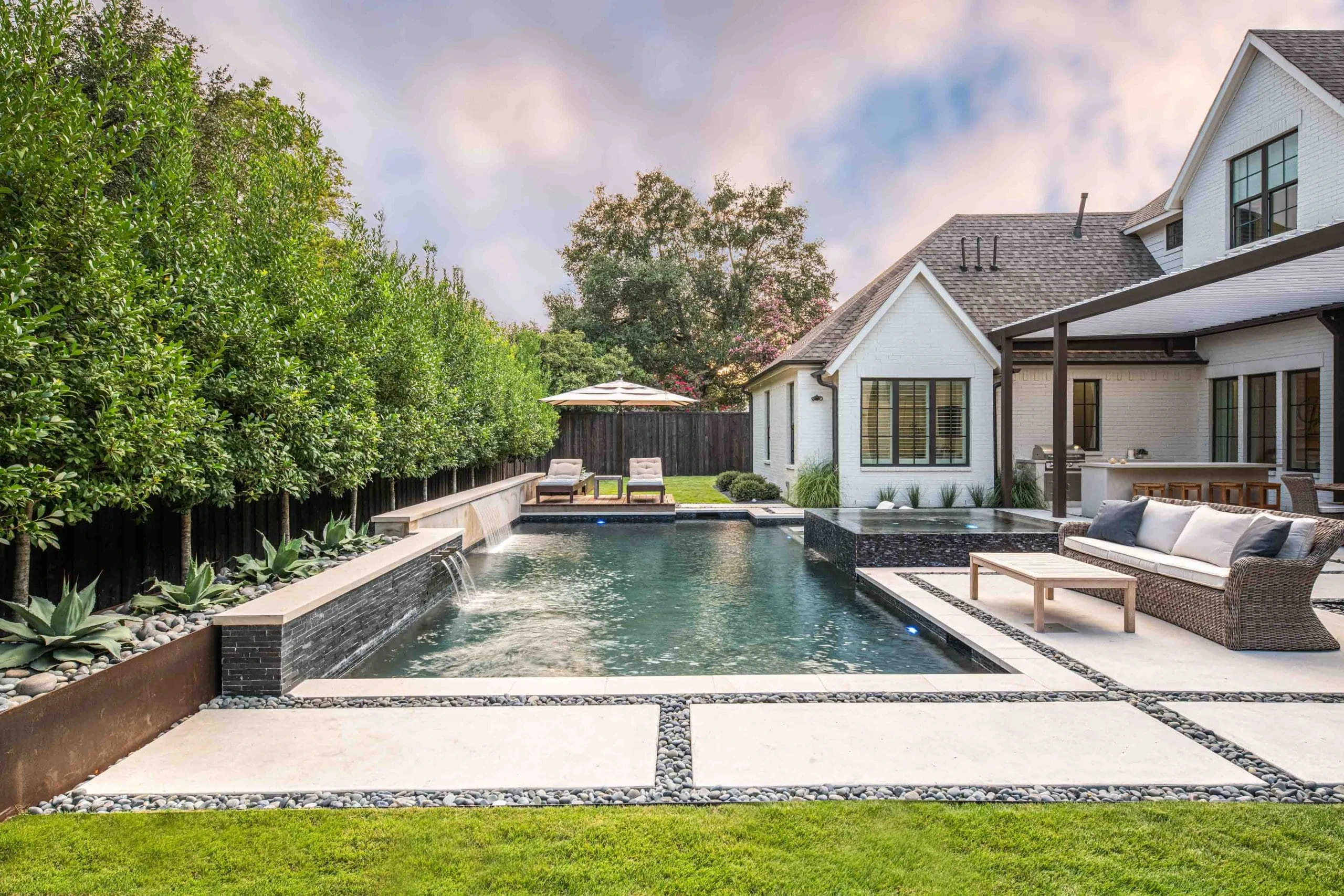Travertine pool deck installation by Timberstone Landscape in Georgia